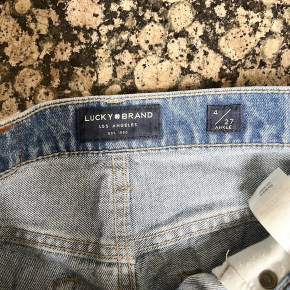 Lucky Brand Blue Jeans Womens Size 4/27 Ankle Drew Mom High Rise Raw Hem - Picture 4 of 7